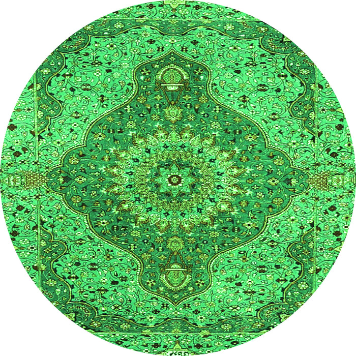 Machine Washable Medallion Green Traditional Area Rugs, wshtr4677grn
