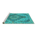 Sideview of Machine Washable Medallion Turquoise Traditional Area Rugs, wshtr4677turq