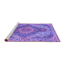 Sideview of Machine Washable Medallion Purple Traditional Area Rugs, wshtr4677pur