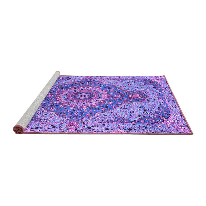 Sideview of Machine Washable Medallion Purple Traditional Area Rugs, wshtr4677pur