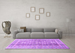 Machine Washable Persian Purple Traditional Area Rugs in a Living Room, wshtr4678pur