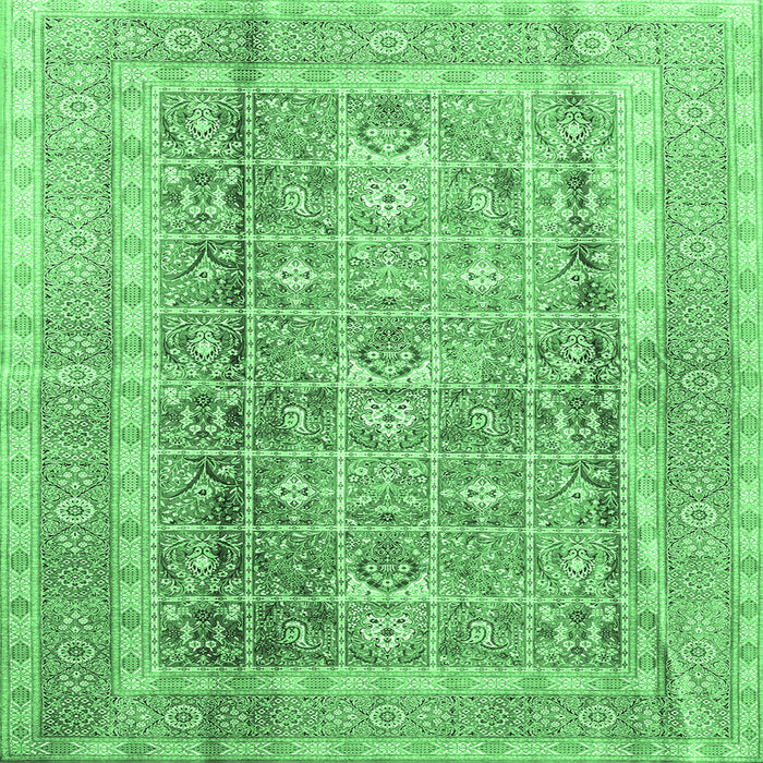 Square Persian Emerald Green Traditional Rug, tr4678emgrn