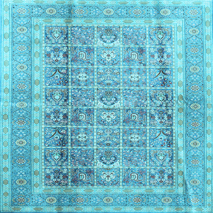 Square Machine Washable Persian Light Blue Traditional Rug, wshtr4678lblu