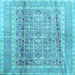 Square Machine Washable Persian Light Blue Traditional Rug, wshtr4678lblu