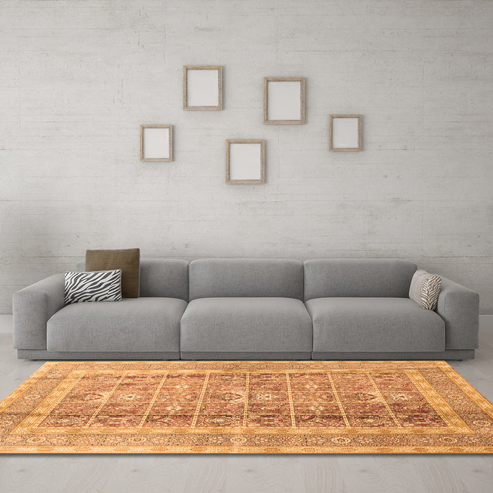 Machine Washable Persian Orange Traditional Area Rugs in a Living Room, wshtr4678org