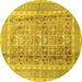 Round Persian Yellow Traditional Rug, tr4678yw