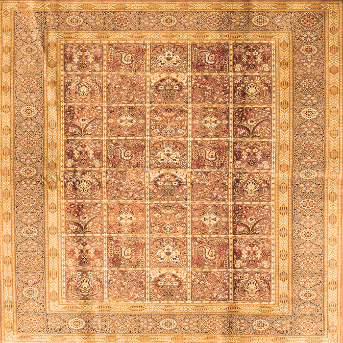 Round Machine Washable Persian Orange Traditional Area Rugs, wshtr4678org