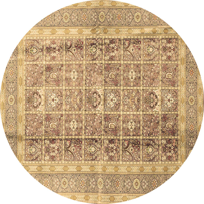 Round Persian Brown Traditional Rug, tr4678brn