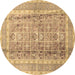 Round Persian Brown Traditional Rug, tr4678brn