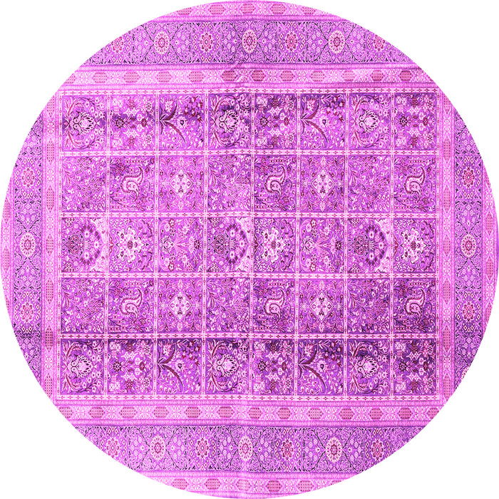 Round Machine Washable Persian Pink Traditional Rug, wshtr4678pnk