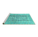 Sideview of Machine Washable Persian Turquoise Traditional Area Rugs, wshtr4678turq