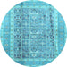 Round Persian Light Blue Traditional Rug, tr4678lblu