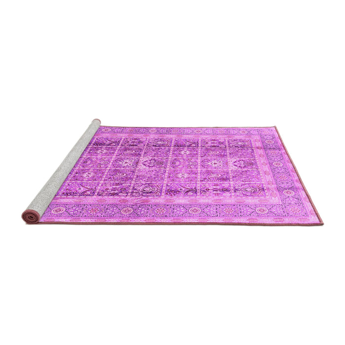 Sideview of Machine Washable Persian Pink Traditional Rug, wshtr4678pnk
