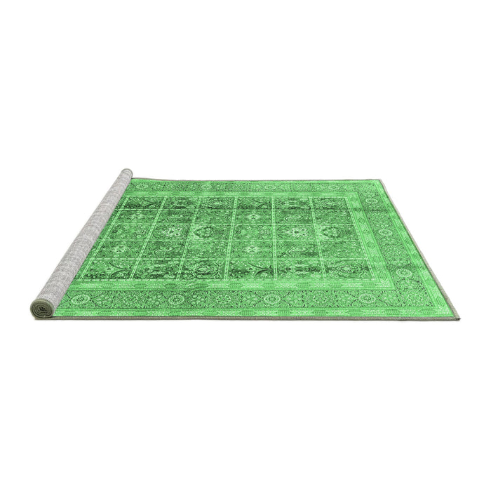 Sideview of Machine Washable Persian Emerald Green Traditional Area Rugs, wshtr4678emgrn
