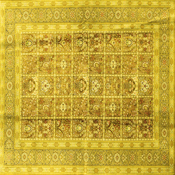 Square Machine Washable Persian Yellow Traditional Rug, wshtr4678yw