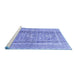 Sideview of Machine Washable Persian Blue Traditional Rug, wshtr4678blu