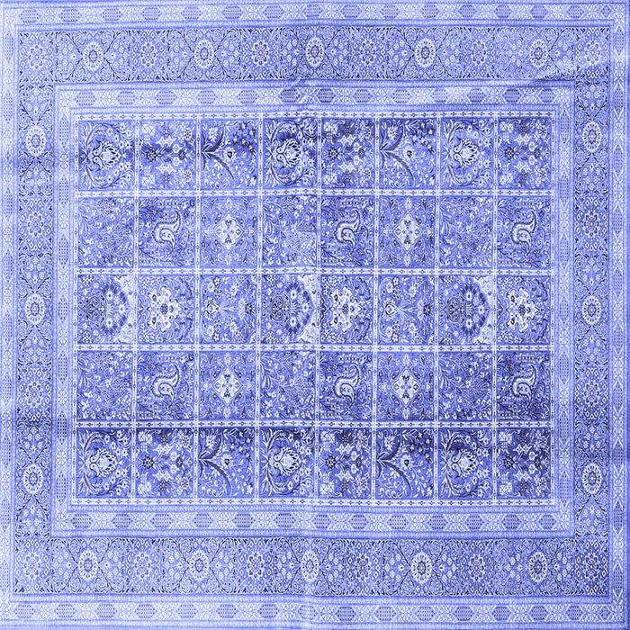 Square Machine Washable Persian Blue Traditional Rug, wshtr4678blu