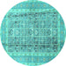 Round Persian Turquoise Traditional Rug, tr4678turq