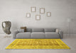 Machine Washable Persian Yellow Traditional Rug in a Living Room, wshtr4678yw