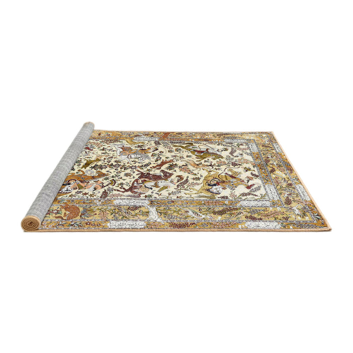 Sideview of Machine Washable Traditional Gold Rug, wshtr4679
