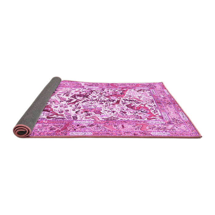 Sideview of Animal Pink Traditional Rug, tr4679pnk