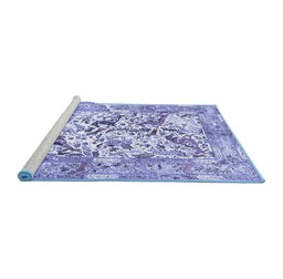 Sideview of Machine Washable Animal Blue Traditional Rug, wshtr4679blu