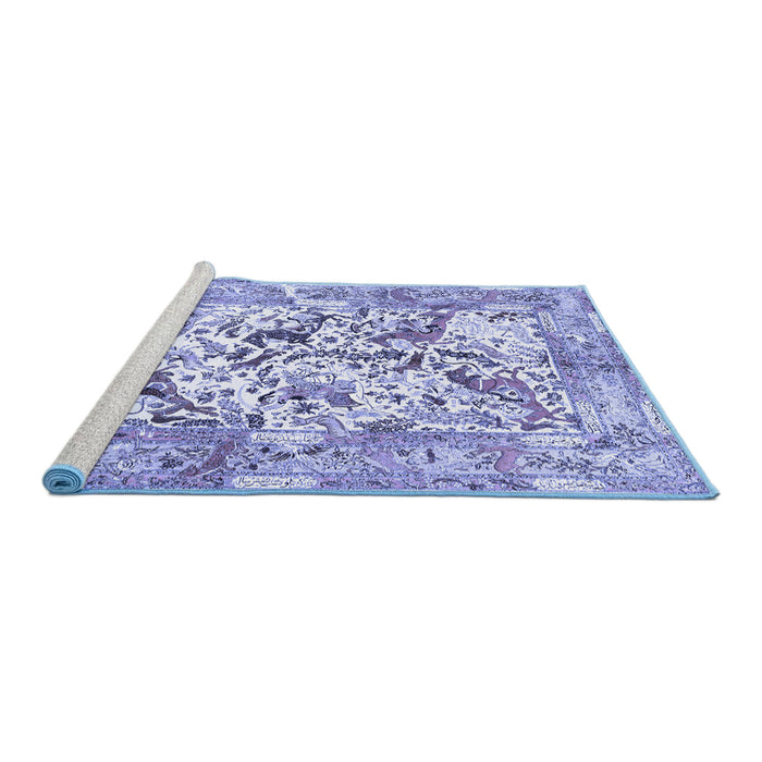 Sideview of Machine Washable Animal Blue Traditional Rug, wshtr4679blu