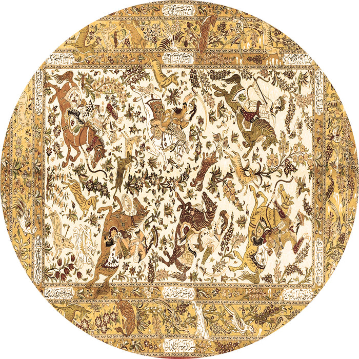Round Animal Brown Traditional Rug, tr4679brn