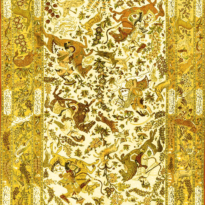 Animal Yellow Traditional Rug, tr4679yw
