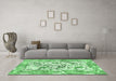 Machine Washable Animal Emerald Green Traditional Area Rugs in a Living Room,, wshtr4679emgrn