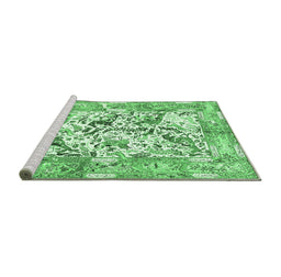 Sideview of Machine Washable Animal Emerald Green Traditional Area Rugs, wshtr4679emgrn