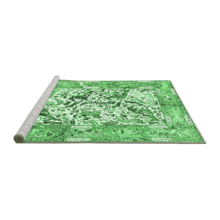 Sideview of Machine Washable Animal Emerald Green Traditional Area Rugs, wshtr4679emgrn