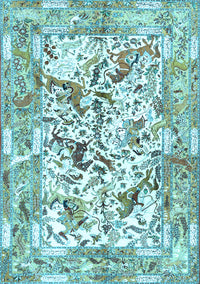 Animal Light Blue Traditional Rug, tr4679lblu