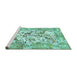 Sideview of Machine Washable Animal Turquoise Traditional Area Rugs, wshtr4679turq