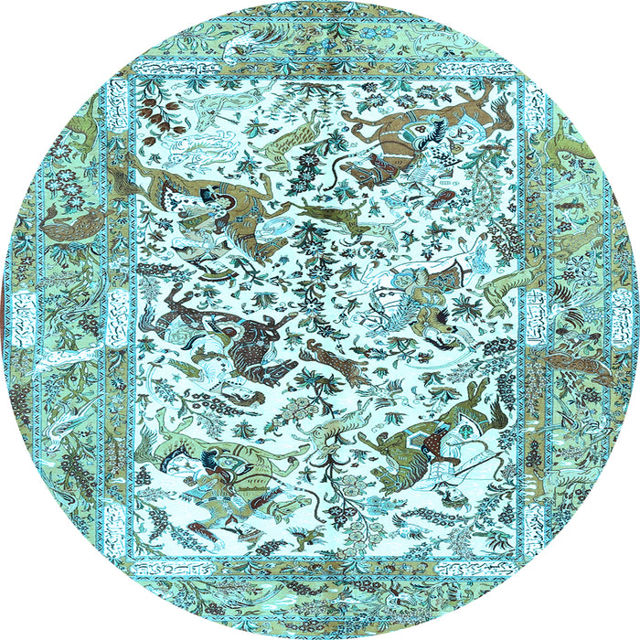 Round Animal Light Blue Traditional Rug, tr4679lblu