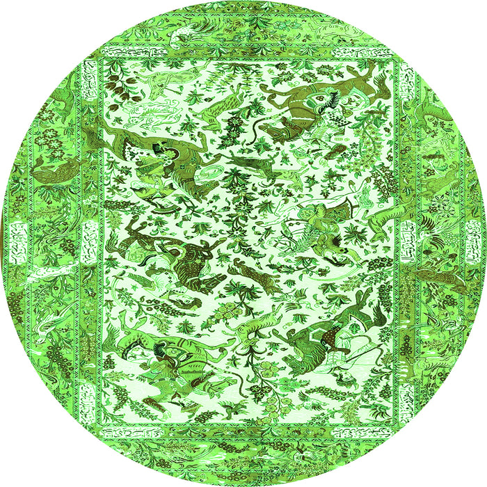 Square Animal Green Traditional Rug, tr4679grn