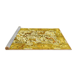 Sideview of Machine Washable Animal Yellow Traditional Rug, wshtr4679yw