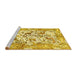 Sideview of Machine Washable Animal Yellow Traditional Rug, wshtr4679yw