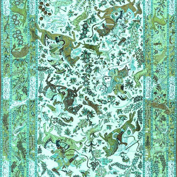 Animal Turquoise Traditional Rug, tr4679turq