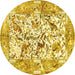 Round Animal Yellow Traditional Rug, tr4679yw