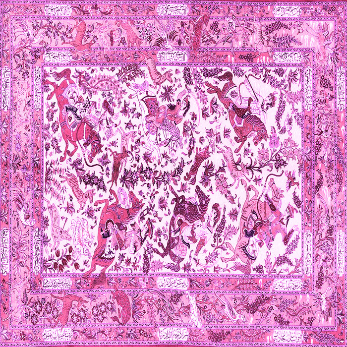 Square Animal Pink Traditional Rug, tr4679pnk
