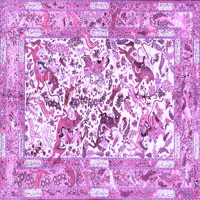 Square Machine Washable Animal Purple Traditional Area Rugs, wshtr4679pur