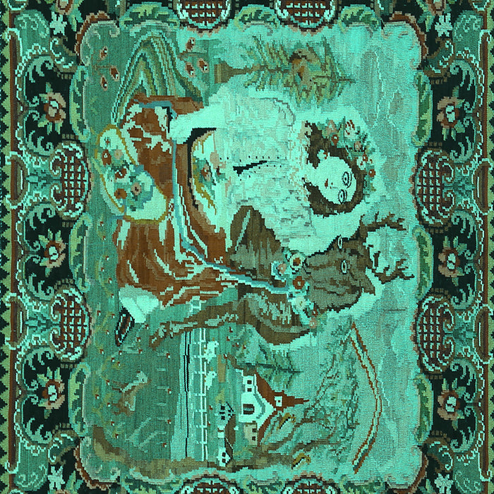 Medallion Turquoise French Rug, tr467turq