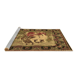 Sideview of Machine Washable Medallion Brown French Rug, wshtr467brn