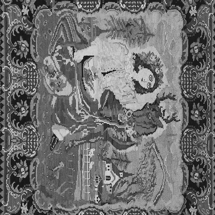 Serging Thickness of Machine Washable Medallion Gray French Rug, wshtr467gry