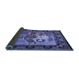 Sideview of Medallion Blue French Rug, tr467blu