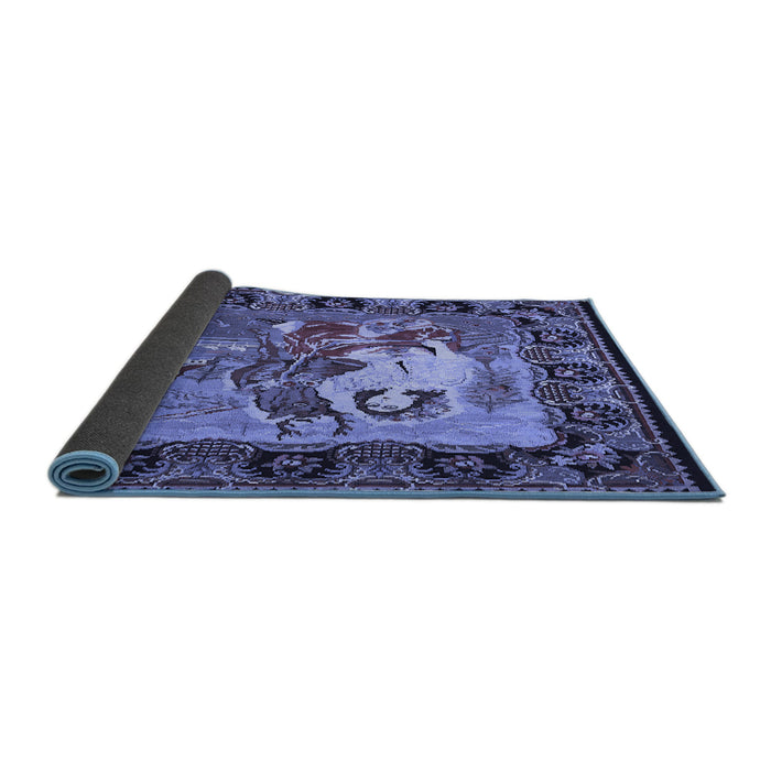 Sideview of Medallion Blue French Rug, tr467blu