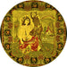 Round Medallion Yellow French Rug, tr467yw