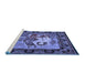 Sideview of Machine Washable Medallion Blue French Rug, wshtr467blu