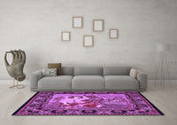 Machine Washable Medallion Purple French Rug, wshtr467pur